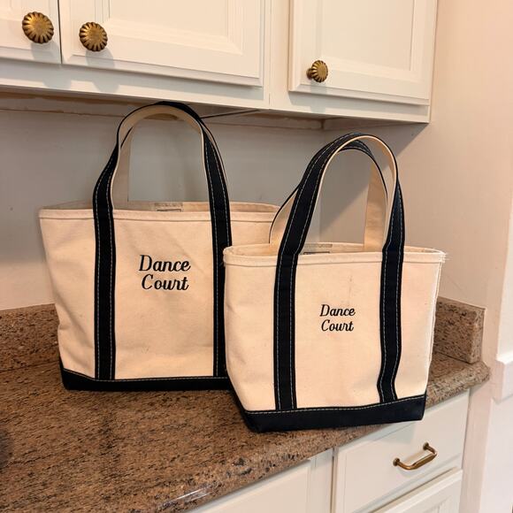 L.L. Bean Handbags - VTG 90's L.L. Bean Boat & Tote Canvas Bags SET OF 2 Dance Court Black Handles